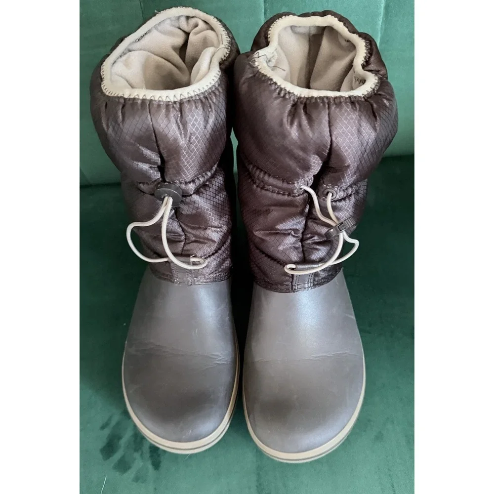 Crocs Winter Puff Boot Womens Size 11 Brown Good Quilted Insulated Snow Boots‎